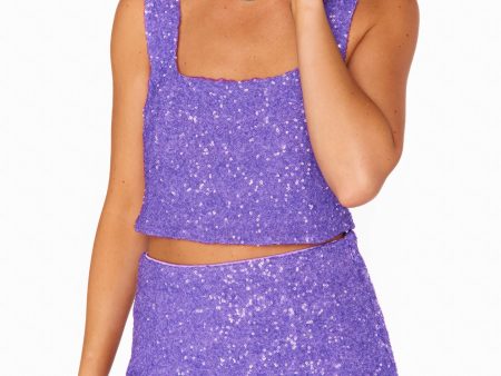 Tara Crop Top ~ Violet Sequins For Sale