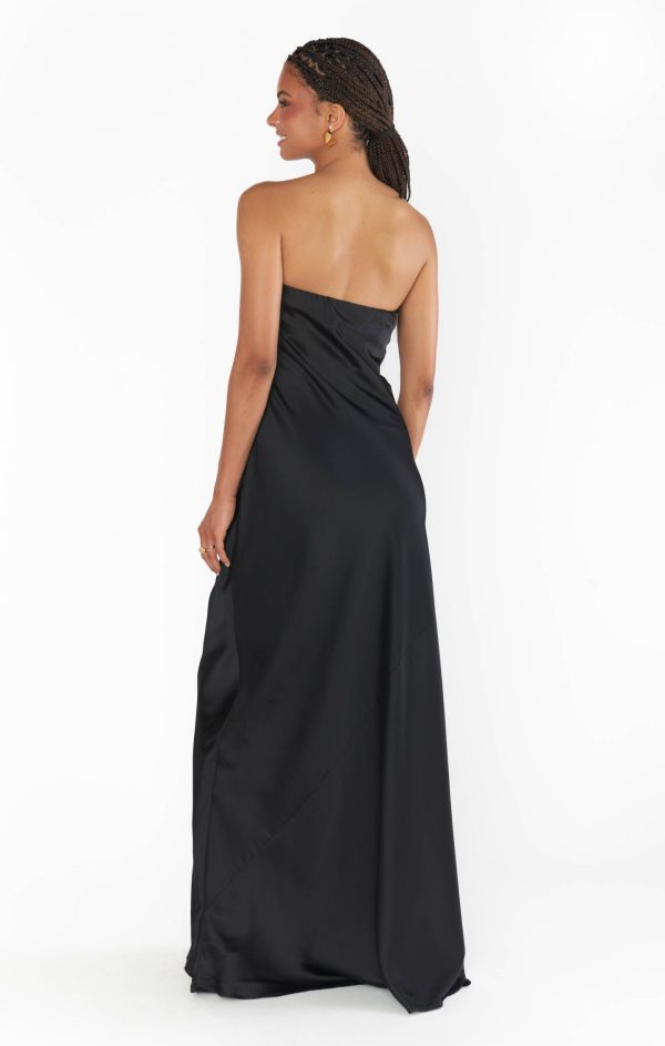 Taylor Tube Maxi Dress ~ Black Luxe Satin Sale