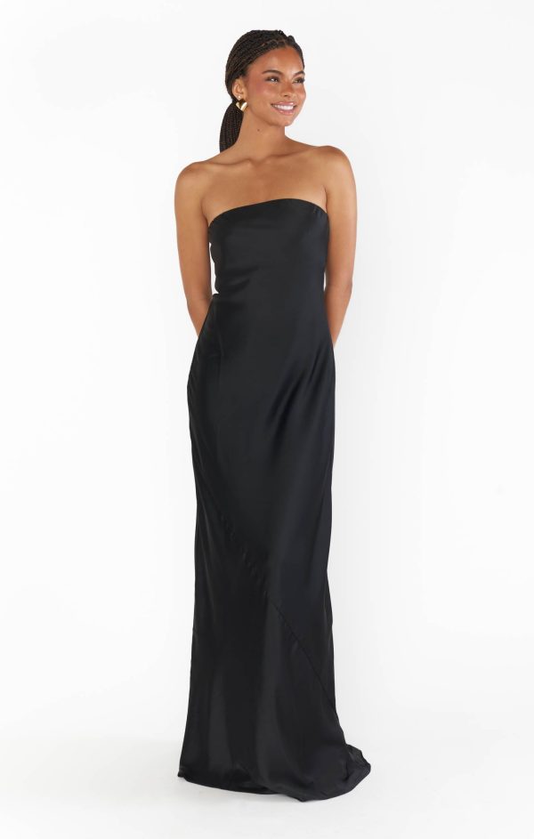 Taylor Tube Maxi Dress ~ Black Luxe Satin Sale