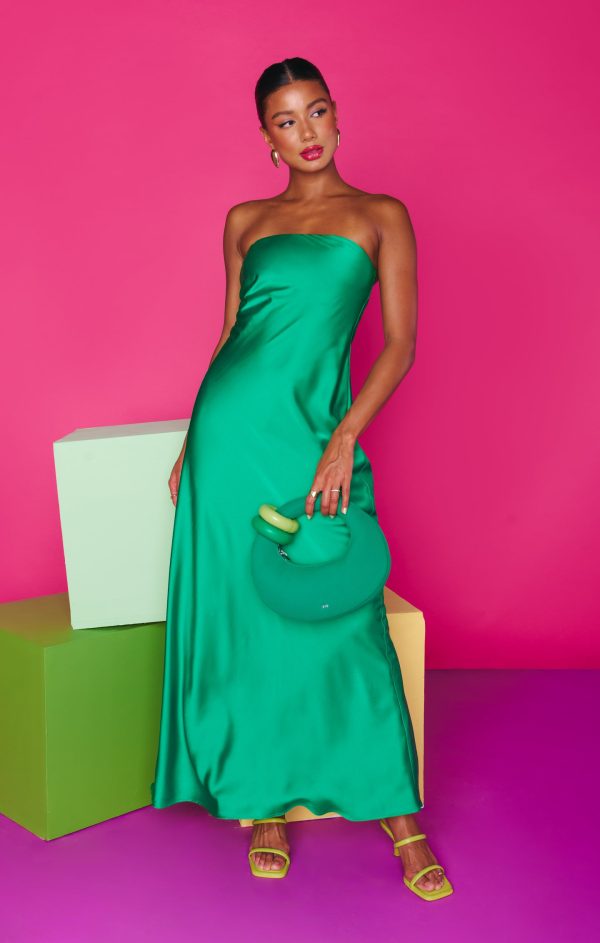 Taylor Tube Dress ~ Clover Green Luxe Satin Online Sale