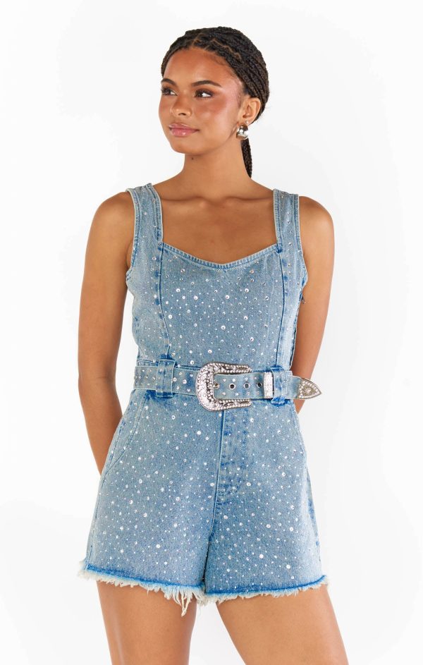 Spears Romper ~ Embellished Indigo Cheap