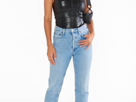 The Corset Top ~ Black Faux Leather Online Hot Sale